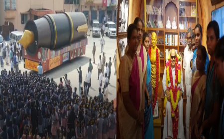 திருவாரூர் வந்த முத்தமிழ்த் தேர் அலங்கார ஊர்தி!
