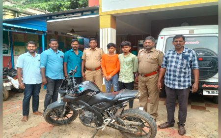 சாலையில் வீலிங் சாகசம்  செய்து போலீசில் சிக்கிய  இளைஞர்