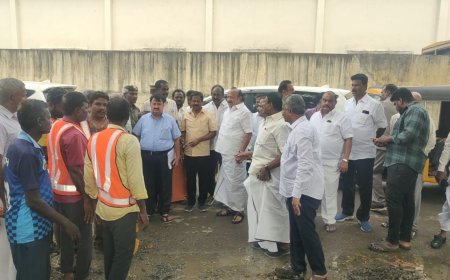 திருவேற்காட்டில் வெள்ள நீர் வடித்த பகுதிகளில் அமைச்சர் எம்.ஆர்.கே ஆய்வு