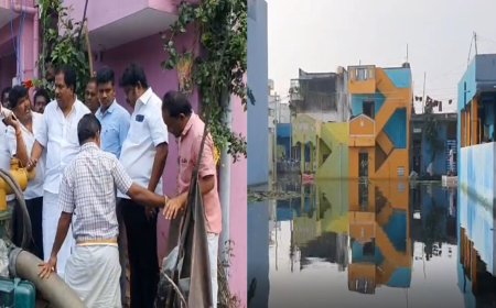 மழைநீர் சூழ்ந்துள்ள பகுதிகளில் அமைச்சர் மூர்த்தி ஆய்வு