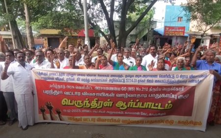 பரந்தூரில் நிலம் கையகப்படுத்த எதிர்ப்பு - ஆட்சியர் அலுவலகம் அருகே ஆர்ப்பாட்டம்
