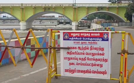 வைகை ஆற்றில் வெள்ளப்பெருக்கு - கரையோர மக்களுக்கு எச்சரிக்கை