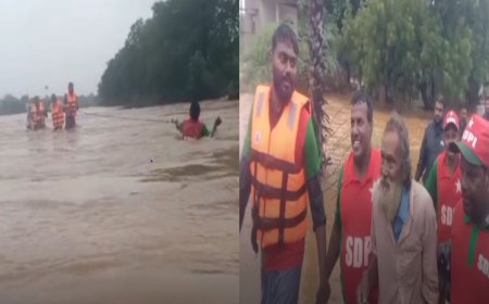 39 மணி நேரமாக வெள்ளத்தில் சிக்கித் தவித்த விவசாயியை  மீட்ட தன்னார்வலர்கள்