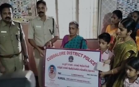 மாரடைப்பால் இறந்த காவலர் குடும்பத்திற்கு சக காவலர்கள் ரூ.3.50 லட்சம் நிதியுதவி