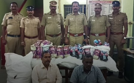 திருநீலக்குடியில் 100 கிலோ புகையிலை குட்கா பொருட்கள் பறிமுதல்- 2 பேர் கைது