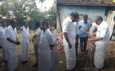 மடப்புரம் பாலம்கட்ட அளவிடும் பணி தொடக்கம் -திருவாரூர் எம்.எல்.ஏ ஆய்வு