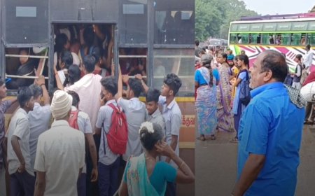 படிக்கட்டில் தொங்கியப்படி பயணம்-பேருந்தை இயக்க மறுத்த ஓட்டுநர்