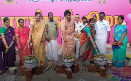 தஞ்சையில் சமத்துவ பொங்கல் விழா - கயிறு அறுந்ததால் கீழே விழுந்த மேயர், துணை மேயர்