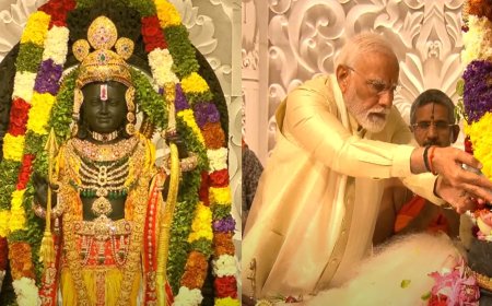 அயோத்தி ராமர் கோயில் கும்பாபிஷேகம்:பிரதமர் மோடி பிராண பிரதிஷ்டை செய்தார்