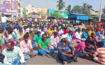 எண்ணூரில்  உரத் தொழிற்சாலையை மூட வலியுறுத்தி முழு கடை அடைப்பு!!!