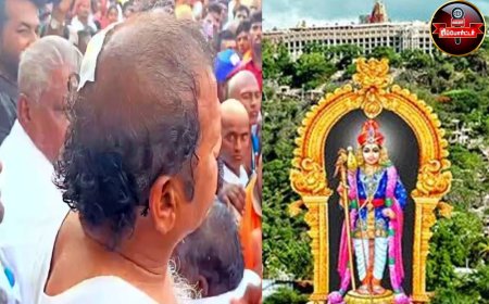 பழனி  கோயிலில்  பக்தர் மீது  தாக்குதல் நடத்திய ஊழியர்களை கண்டித்து  இந்து முன்னணியினர் ஆர்ப்பாட்டம்.!