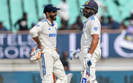 போட்டி போட்டு ரோகித்-ஜடேஜா சதம்..! ராஜ்கோட் டெஸ்ட்டில் வலுவான நிலையில் இந்தியா..! ஆதிக்கம் தொடருமா?
