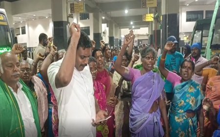 முதலமைச்சர பார்க்க விட மாட்றாங்க... கிளாம்பாக்கத்தில் விவசாயிகள் இரவில் தர்ணா!