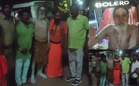 குழந்தை கடத்தல் என நினைத்து சிறைபிடிப்பு...சாமியார் என்று தெரிந்ததும் ஆசிபெற்ற போலீசார்...