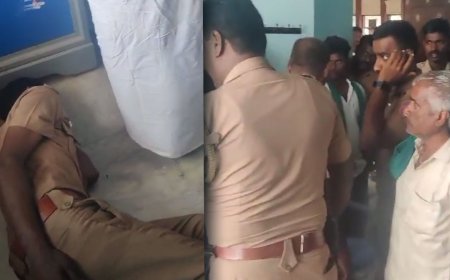 Duty நேரத்தில் மட்டையான போலீஸ்… வச்சி செய்த விவசாயிகள்..!