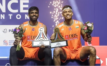 பிரெஞ்ச் ஓபன் பேட்மிண்டன் - சிராக் ஷெட்டி, ரான்கிரெட்டி ஜோடி பட்டம் வென்று சாதனை!
