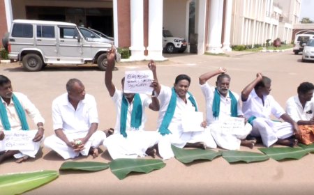 "இலை இருக்கு..! சோறு இல்ல..!" - விவசாயிகள் நூதன போராட்டம்..!