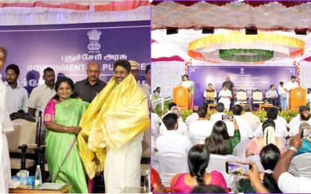 புதுச்சேரியில் புதிய அமைச்சராக பதவியேற்றார் திருமுருகன்... பதவிப் பிரமாணம் செய்து வைத்த தமிழிசை...