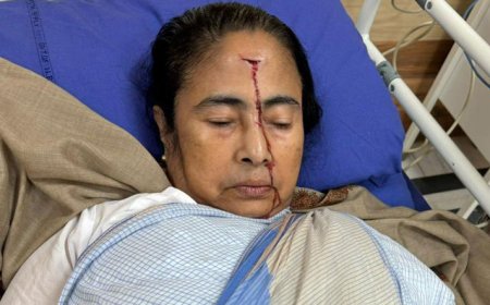 மேற்கு வங்க முதலமைச்சர் மம்தா பானர்ஜிக்கு நெற்றியில் காயம்