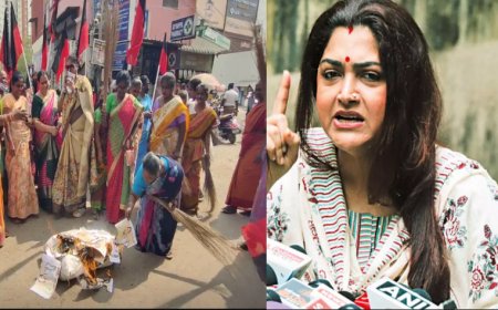 நடிகை குஷ்புவை கண்டித்து போராட்டம்... உருவபொம்மை எரிப்பு... திமுக மகளிர் அணியினர் ஆவேசம்...