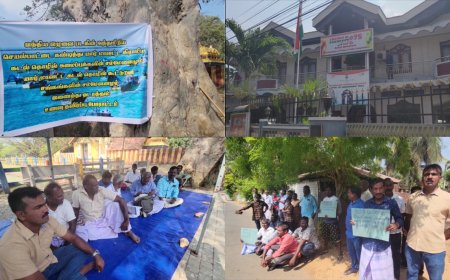 தமிழக மீனவர்களை கண்டித்து இந்திய தூதரகம் முற்றுகை... யாழ்ப்பாணத்தில் பரபரப்பு...
