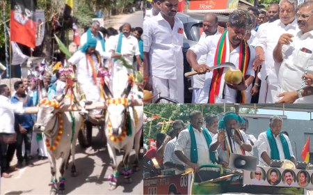 தஞ்சாவூரில் மாட்டு வண்டி ஓட்டி வந்த தேமுதிக வேட்பாளர்.. ஒரே அமர்களம்.. தடுமாறி விழுந்ததால் சோகம்