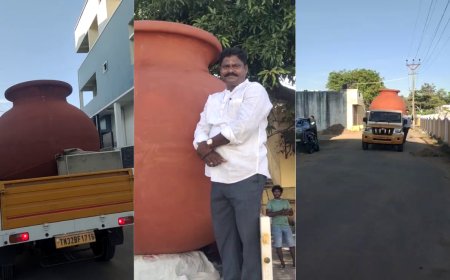 போடுங்கம்மா ஓட்டு! பெரிய பானைய பார்த்து... 100 கிலோ பானை செய்த விசிக நிர்வாகி
