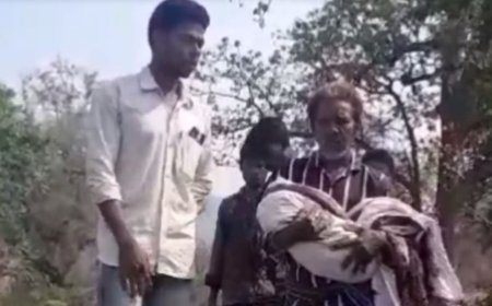 ரோடு இல்லையே.. நடுவழியில் இறக்கி விட்ட ஆம்புலன்ஸ்.. ஆந்திராவில் மகன் சடலத்தை 8 கிலோமீட்டர் தூக்கிச்சென்ற தந்தை...