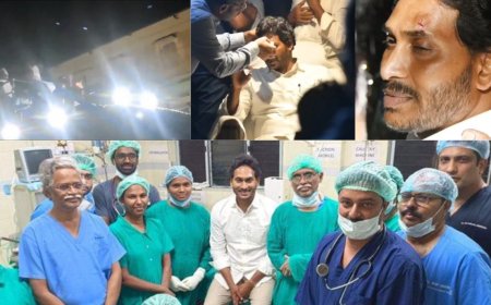 ஜெகன் மோகன் மீது கல்வீச்சு.. நெற்றியை பதம்பார்த்ததால்  தொண்டர்கள் அதிர்ச்சி.. விஜயவாடாவில் பரபரப்பு...