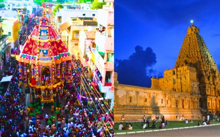 தஞ்சை பெரியகோயில் தேரோட்டம் கோலாகலம்...விண்ணைப் பிளந்த பெருவுடையார் கோஷம்...