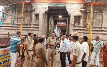 குரு பெயர்ச்சி விழா முன்னேற்பாடுகள் தீவிரம்... திருவாரூர் மாவட்ட எஸ்.பி நேரில் ஆய்வு...!