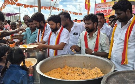 ஏழை எளிய மக்களுக்கு அன்னதானம் இட்ட தவெகவினர்.. எதற்கு தெரியுமா?
