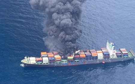 சரக்கு கப்பலில் தீ விபத்து.. மீட்பு பணி தீவிரம்!