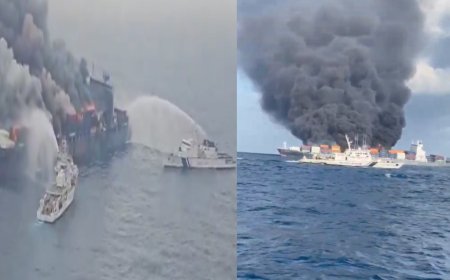 தீ பற்றி எரியும் கேரள சரக்கு கப்பலில் உள்ள பொருட்கள்..  வெளியான முழு பட்டியல் இதோ!