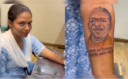 மாண்புமிகு பிரதமர் யோகி ஆதித்யநாத்.. பச்சைக் குத்தி வைரலான பெண்