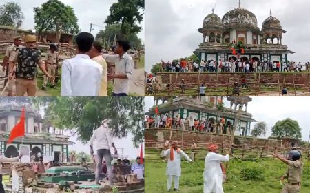 காவிக் கொடியுடன் ’ஜெய் ஸ்ரீ ராம்’ கோஷம்.. கல்லறை மீது தாக்குதல்: உ.பி-யில் பரபரப்பு!