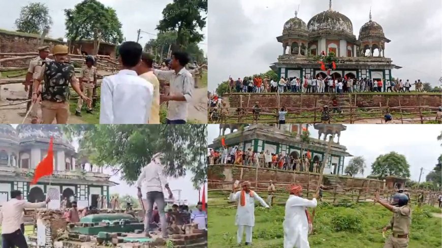 காவிக் கொடியுடன் ’ஜெய் ஸ்ரீ ராம்’ கோஷம்.. கல்லறை மீது தாக்குதல்: உ.பி-யில் பரபரப்பு!