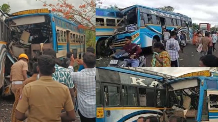 தென்காசியில் தனியார் பேருந்துகள் மோதி விபத்து : 8 பேர் பலி 40 பேர் காயம்