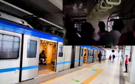 சென்னை விமானநிலையம் டூ விம்கோ நகர் மெட்ரோ ரயில் : நடுவழியில் நின்றதால் பயணிகள் பரிதவிப்பு  