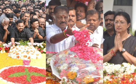 ஜெயலலிதா 9-ம் ஆண்டு நினைவு தினம் : எடப்பாடி, பன்னீர்செல்வம் தனிதனியே அஞ்சலி