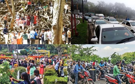 தொடர் விடுமுறை: சுற்றுலா தலங்களுக்கு படையெடுக்கும் மக்களால் போக்குவரத்து நெரிசல் 