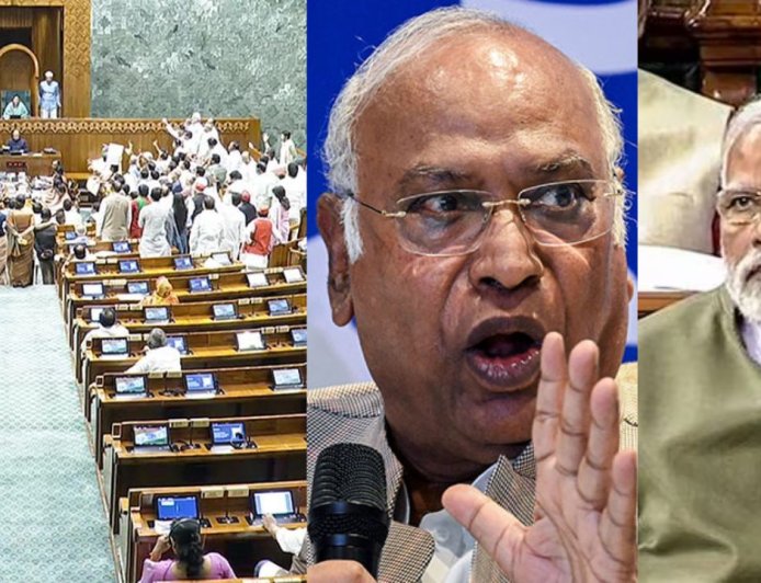 பிரதமர் மோடிக்கு காங்கிரஸ் தலைவர் கார்கே பதிலடி : நாடாளுமன்றத்தில் எதிர்கட்சிகள் அமளி அவை ஒத்திவைப்பு