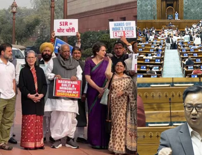 2-வது நாளாக அமளி : நாடாளுமன்றம் முடங்கியது: அவைக்கு வெளியே எதிர்கட்சி எம்பிக்கள் போராட்டம்