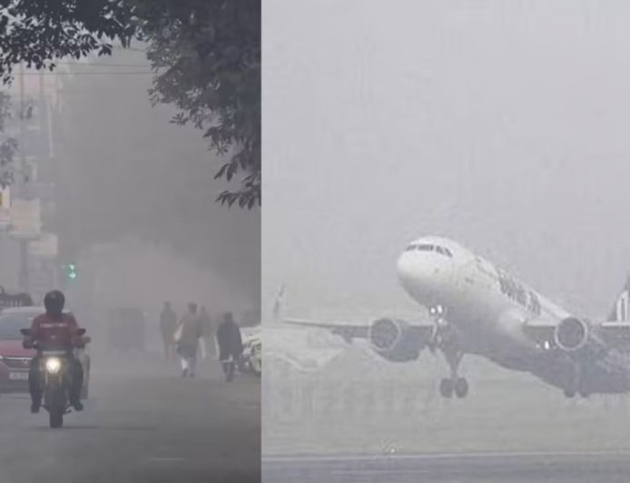 கடும் பனிமூட்டம் : விமான சேவை பாதிப்பு பயணிகள் கடும் அவதி