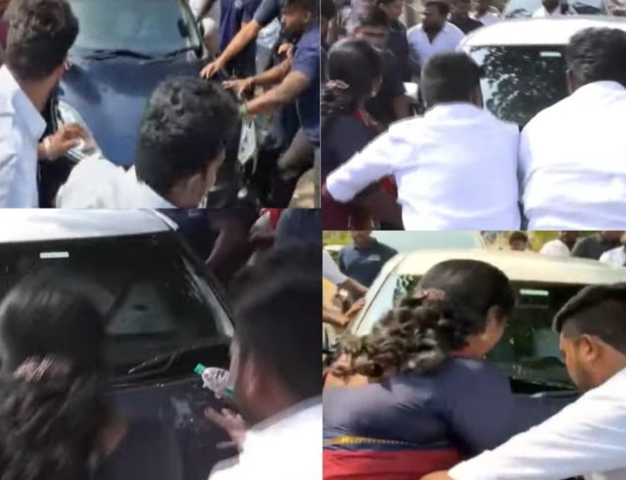 விஜய் காரை  முற்றுகையிட்ட அதிருப்தி நிர்வாகிகள்   : பனையூர் தவெக அலுவலகத்தில் பதற்றம்