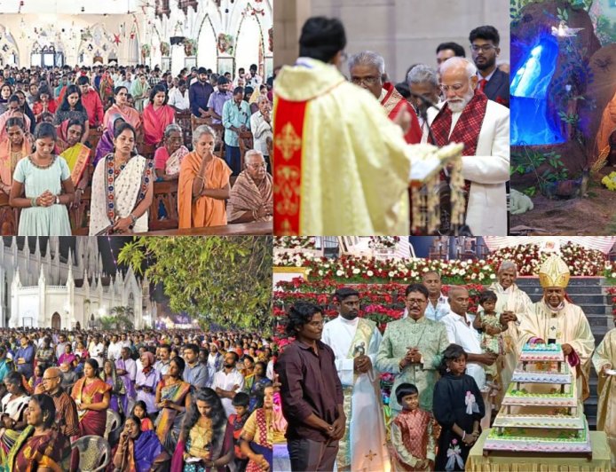 உலகம் கிறிஸ்துமஸ் பண்டிகை கோலாகலம் : தேவாலயங்களில் சிறப்பு பிரார்த்தனை: கிறிஸ்துவமக்கள் திரளாக பங்கேற்பு 