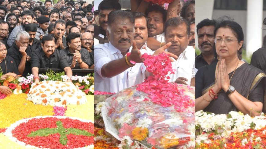 ஜெயலலிதா 9-ம் ஆண்டு நினைவு தினம் : எடப்பாடி, பன்னீர்செல்வம் தனிதனியே அஞ்சலி