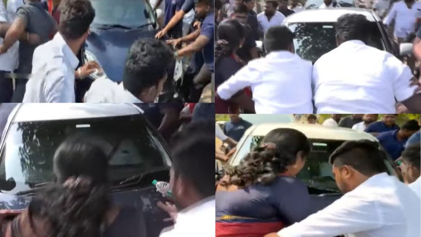 விஜய் காரை  முற்றுகையிட்ட அதிருப்தி நிர்வாகிகள்   : பனையூர் தவெக அலுவலகத்தில் பதற்றம்