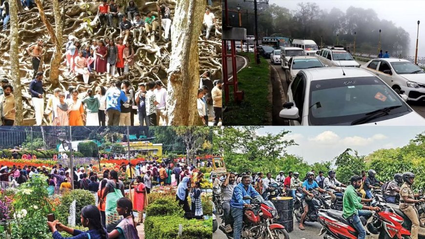 தொடர் விடுமுறை: சுற்றுலா தலங்களுக்கு படையெடுக்கும் மக்களால் போக்குவரத்து நெரிசல் 