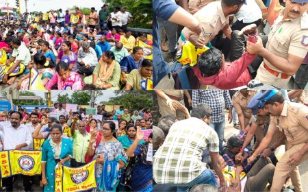 புத்தாண்டில் போராடிய இடை நிலை ஆசிரியர்கள் : வலுக்கட்டாயமாக கைது செய்த போலீஸ்